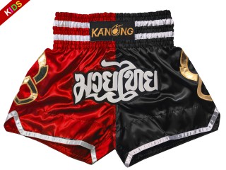 Kanong Thainyrkkeily Shortsit lapsille : KNS-143-Punainen-Musta-K