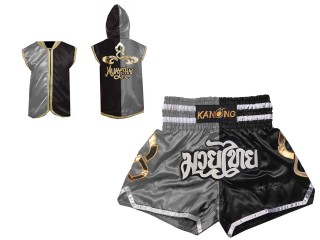 Kanong Muay Thai Hupparit + Muay Thai Shortsit : 143-Hopea-Musta