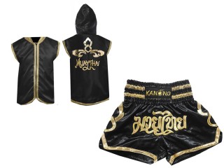 Kanong Muay Thai Hupparit + Muay Thai Shortsit : Musta/Kulta