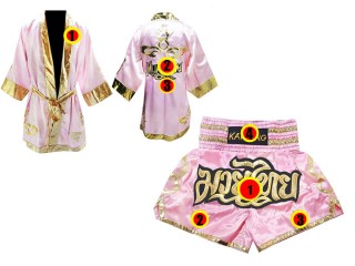 Kanong Thainyrkkeily Puvut + Muay Thai Shortsit : Pinkki/Kulta