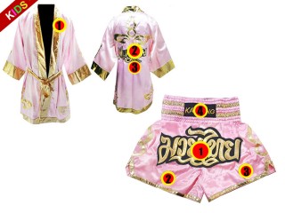 Kanong Thainyrkkeily Puvut + Muay Thai Shortsit lapsille : Pinkki/Kulta