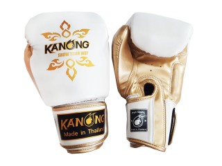 Kanong thaiboxing hanskat : "Thai Power" valkoinen/kulta
