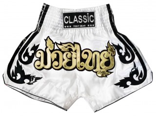 Classic Muay Thai Kickboxing Shortsit naisille : CLS-016-Valkoinen