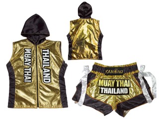 Kanong Muay Thai Hupparit + Muay Thai Shortsit : KNHODSET-004-Kulta-musta