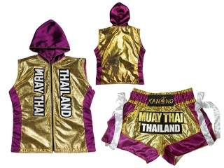 Kanong Muay Thai Hupparit + Muay Thai Shortsit : KNHODSET-004-Kulta-violetti