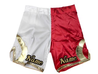 Mukautetut MMA-shortsit lisää nimi tai logo: Valkoinen-Punainen