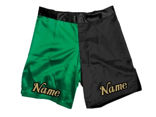 Mukautetut MMA-shortsit lisää nimi tai logo: Vihreä-musta