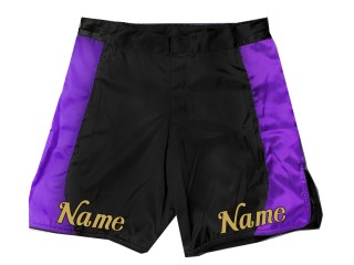 Muokkaa MMA-shortseja nimellä tai logolla: musta-violetti