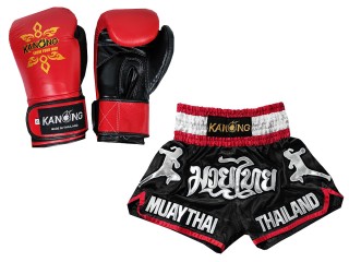 Vastaavat Muay Thai Nyrkkeilysiteet  ja Muay Thai-shortsit: Set-133-Gloves-Musta