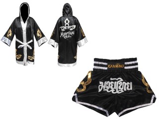 Kanong nyrkkeilyviitta  + Muay Thai Shortsit : Set-143-Musta