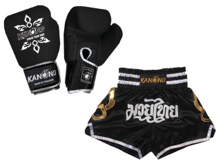 Vastaavat Muay Thai Nyrkkeilysiteet  ja Muay Thai-shortsit: Set-143-Gloves-Musta