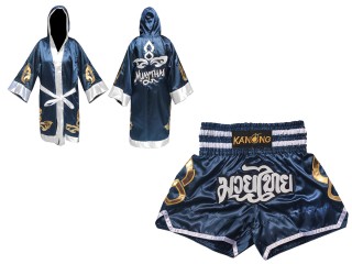 Kanong nyrkkeilyviitta  + Muay Thai Shortsit : Set-143-laivastonsininen