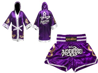 Kanong nyrkkeilyviitta  + Muay Thai Shortsit : Set-143-Violetti