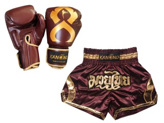 Vastaavat Muay Thai Nyrkkeilysiteet  ja Muay Thai-shortsit: Set-144-Gloves-Kastanjanruskea