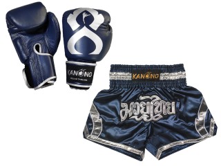 Vastaavat Muay Thai Nyrkkeilysiteet  ja Muay Thai-shortsit: Set-144-Gloves-laivastonsininen