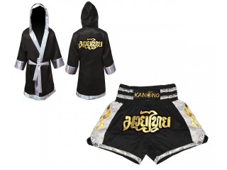 Kanong nyrkkeilyviitta  + Muay Thai Shortsit : Set-141-Musta