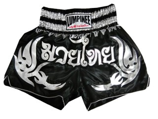 Lumpinee Muay Thai Shortsit lapsille : LUM-050-Musta-Hopea-K