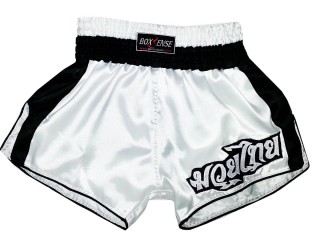 Boxsense Retro Thaiboxing Shortsit : BXSRTO-002-Valkoinen