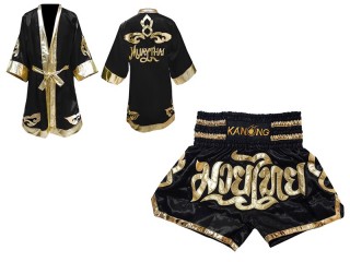 Kanong Thainyrkkeily Puvut + Muay Thai Shortsit : Musta/Kulta