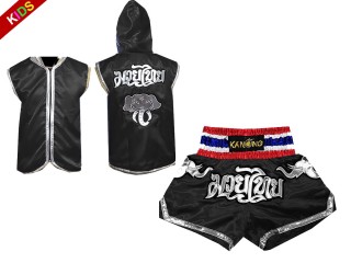 Kanong Muay Thai Hupparit + Muay Thai Shortsit lapsille : Musta/Norsu