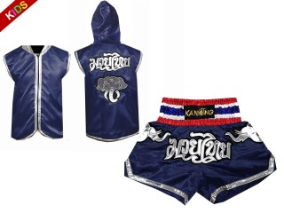 Kanong Muay Thai Hupparit + Muay Thai Shortsit lapsille : laivastonsininen/Norsu