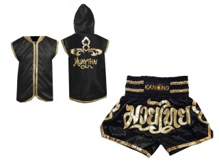 Kanong Muay Thai Hupparit + Muay Thai Shortsit : Musta/Kulta