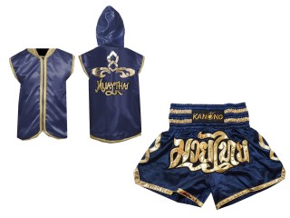 Kanong Muay Thai Hupparit + Muay Thai Shortsit : laivastonsininen/Kulta