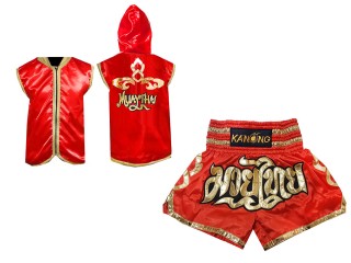Kanong Muay Thai Hupparit + Muay Thai Shortsit : Punainen/Kulta
