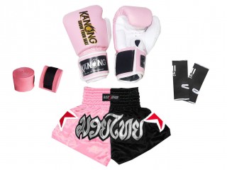 Muay Thai nyrkkeily varusteet - lasten paketti : vaalea pinkki