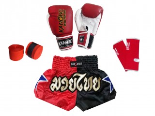 Muay Thai nyrkkeily varusteet - lasten paketti : Punainen