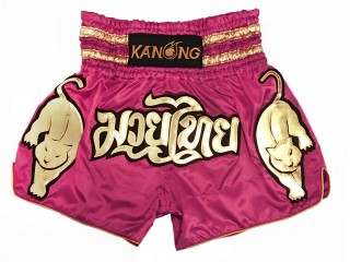 Kanong Muay Thai Shortsit : KNS-135-Tumma pinkki