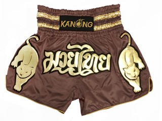 Kanong Muay Thai Shortsit : KNS-135-Vaalean ruskea