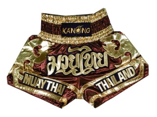 Kanong Muay Thai Shortsit : KNS-136-Kastanjanruskea