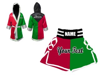 Kanong nyrkkeily Puvut (Fight Robe) + Nyrkkeilyshortsit : Musta/Vihreä/Punainen