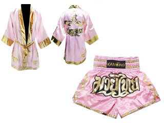 Kanong Thainyrkkeily Puvut + Muay Thai Shortsit : Pinkki/Kulta
