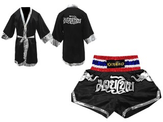 Kanong Thainyrkkeily Puvut + Muay Thai Shortsit : Musta/Norsu