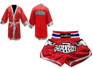 Kanong Thainyrkkeily Puvut + Muay Thai Shortsit : punainen/Norsu