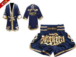 Kanong Thainyrkkeily Puvut + Muay Thai Shortsit lapsille : laivastonsininen/Kulta